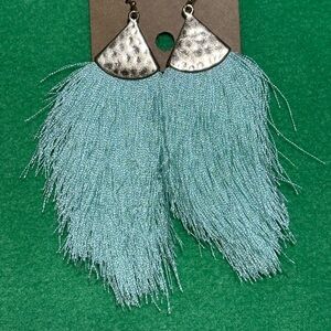 Silver and Blue Tassel Earrings